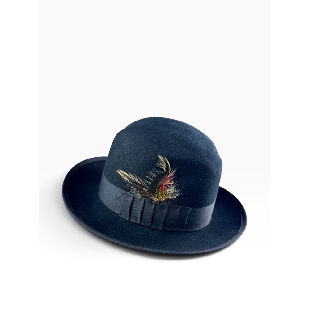 Summit Hat Houston Hustler Black Wool Fedora Feather Accent Mens Hat Vintage